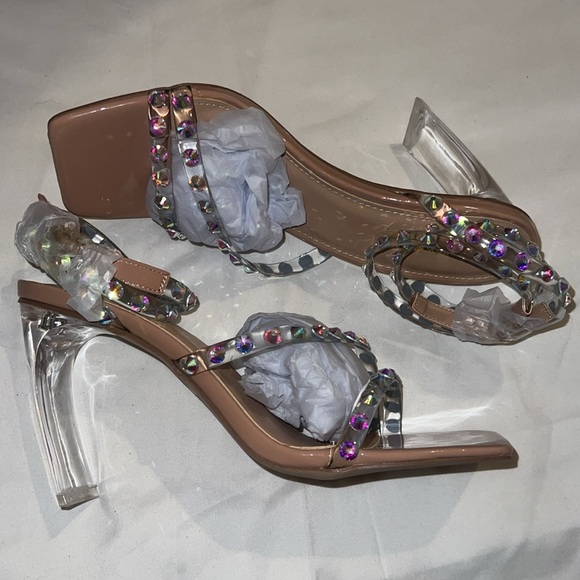 Fashion Nova - Nude Embellished Heels - Picture 3 of 9